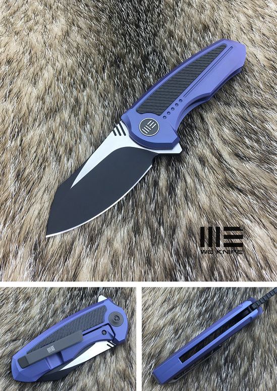 WE Knife Valiant Flipper Framelock Knife, S35VN Black SW, Titanium Blue, WE717C
