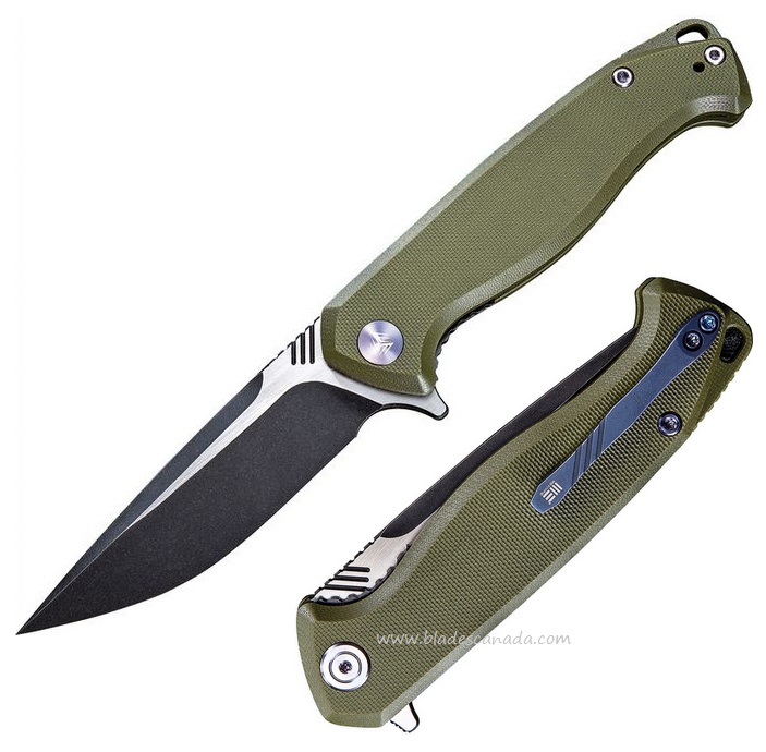 WE Knife Streak Flipper Folding Knife, M390 Two-Tone, G10 Green, 818B