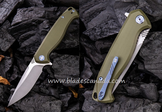 WE Knife Streak Flipper Folding Knife, M390, G10 OD Green, 818E - Click Image to Close