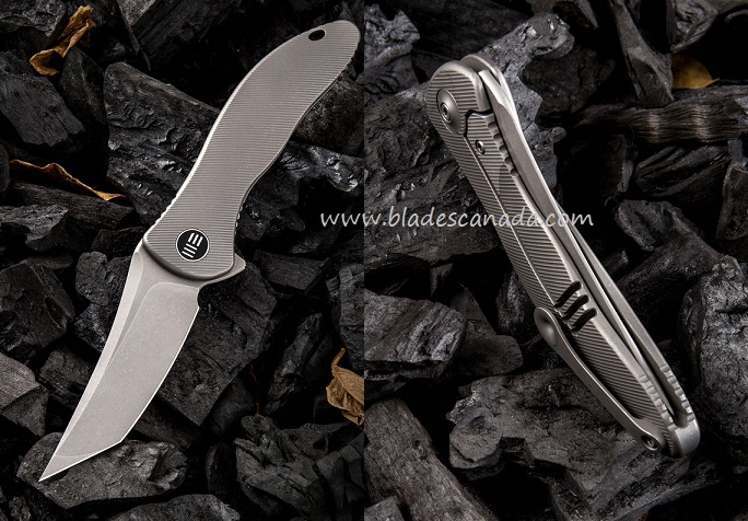 WE Knife Synergy 2 Flipper Framelock Knife, M390 Tanto, Titanium, 912C - Click Image to Close