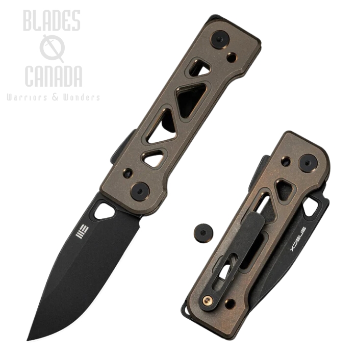 WE Knife Tyro Superlock Folding Knife, CPM 20CV Black, Titanium Bronze, WE24001-2