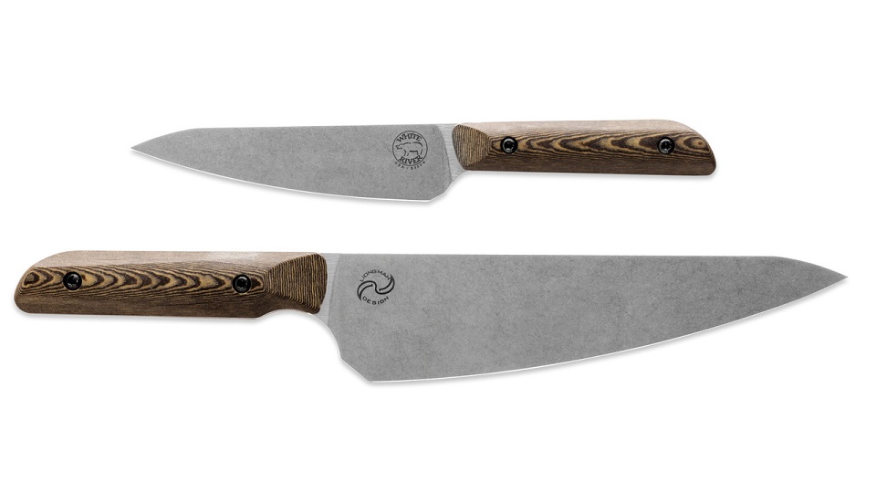 White River Liong Mah 2-Piece Set Chef Knives, Magnacut Steel, Maple & Black Richlite Handle