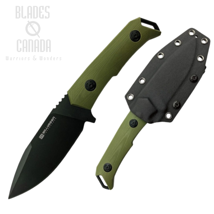 Willumsen Copenhagen Medium Despot Fixed Blade Knife, AUS8 Black, G10 OD Green, WLM005