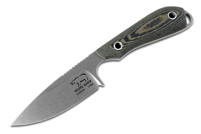 White River M1 Caper Fixed Blade Knife, S35VN, Micarta Linen Black/OD, WRM1-LBO