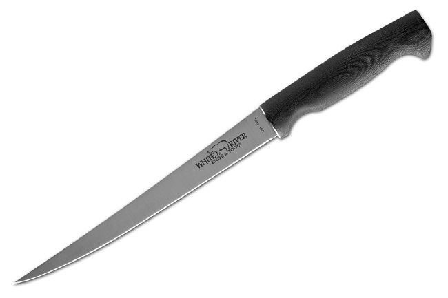 White River Traditional Fillet Knife, 440C 8.5", Micarta Black - Click Image to Close