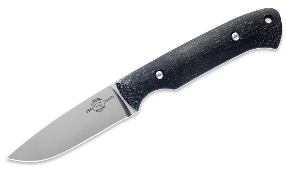 White River Hunter Fixed Blade Knife, S35VN, Micarta Black Burlap, Kydex Sheath - Click Image to Close