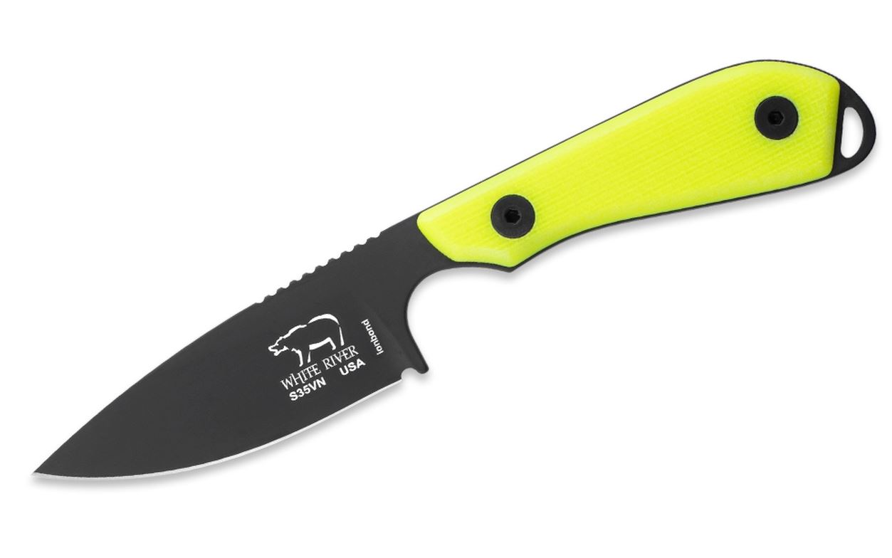 White River M1 Backpacker Pro Fixed Blade Knife, S35VN Black, G10 High-Vis, Kydex Sheath, WRM1-THV-CBI