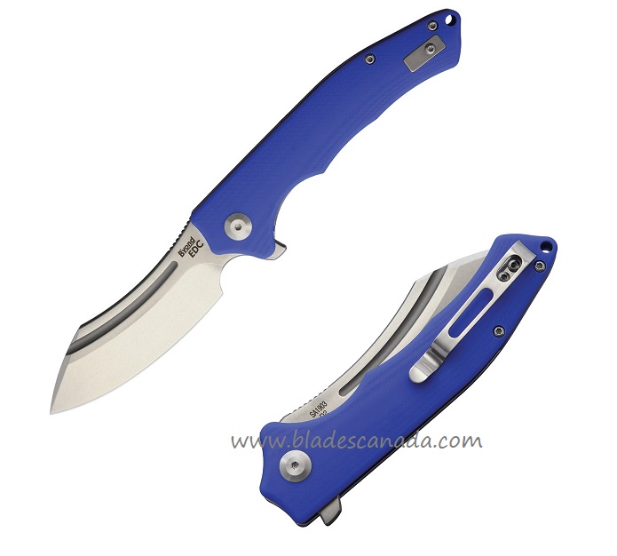 B'yond EDC Sunder Flipper Folding Knife, D2 SW, G10 Blue, 1903DGBL