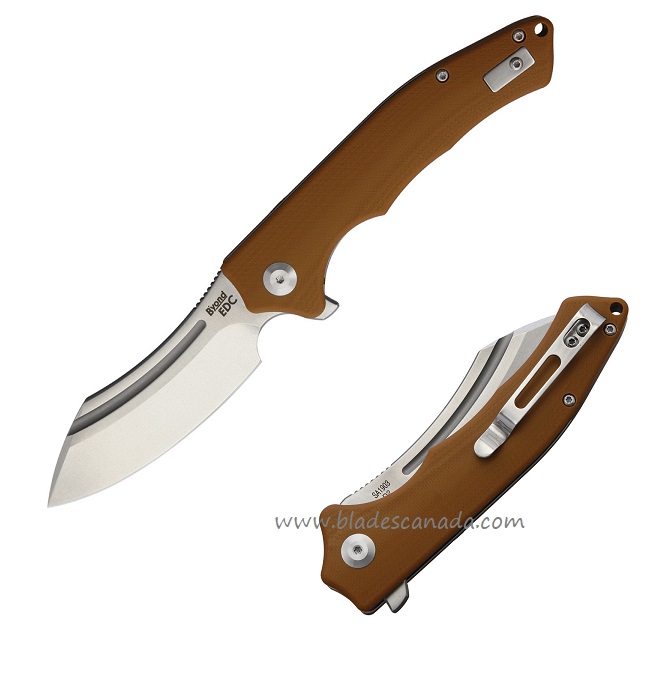 B'yond EDC Sunder Flipper Folding Knife, D2 SW, G10 Brown, 1903DGBN