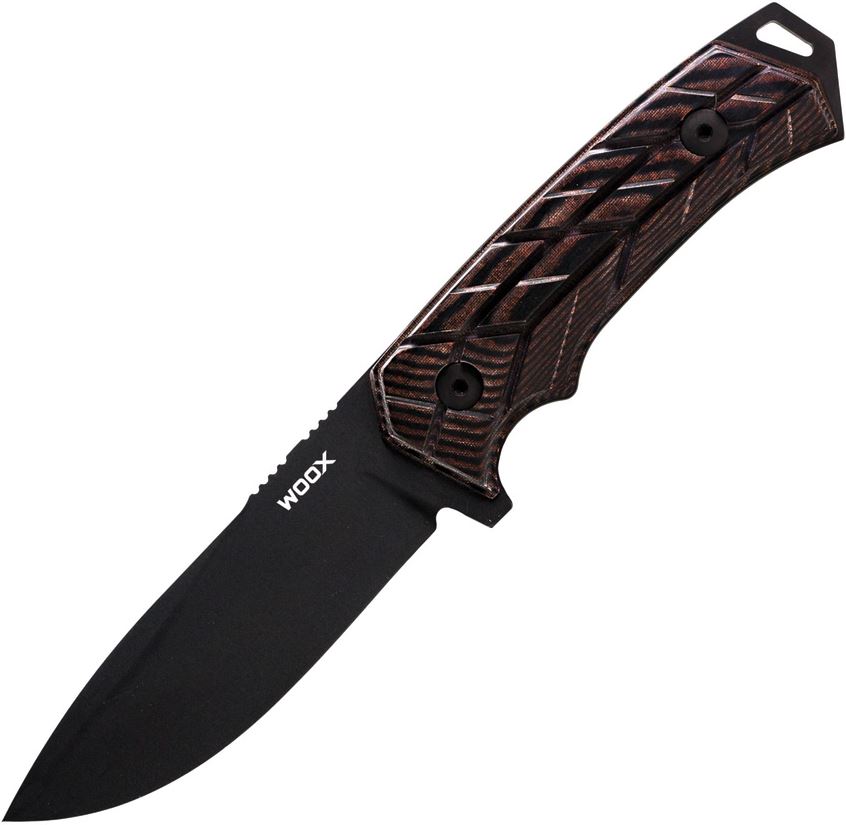 WOOX Rock 62 Fixed Blade, Black Sleipner Steel, X-GRIP Brown Micarta Handle