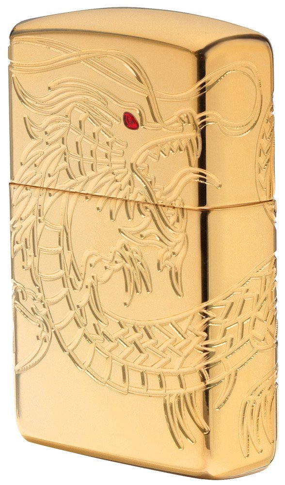 Zippo Engraved Serpent Dragon Lighter, Gold Plated, 29265 - Click Image to Close
