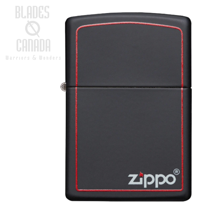 Zippo Black Matte with Red Border Lighter, 218ZB