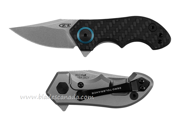 Zero Tolerance Galyean 0022 Flipper Framelock Knife, CPM 20CV, Titanium/CF