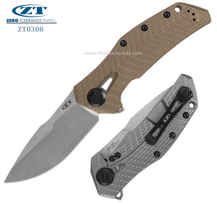 Zero Tolerance 0308 Flipper Framelock Knife, CPM 20CV, G10/Titanium