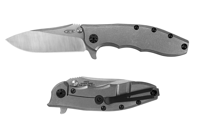 Zero Tolerance Hinderer 0562TI Flipper Framelock Knife, CPM 20CV, Titanium, ZT0562TI