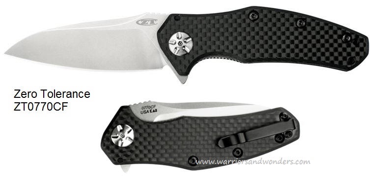 Zero Tolerance 0770CF Flipper Folding Knife, Assisted Opening, S35VN, Carbon Fiber, ZT0770CF