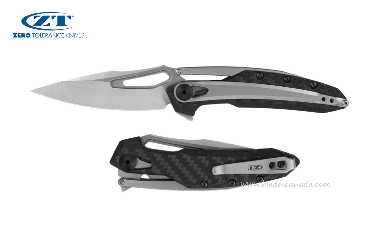 Zero Tolerance 0990 Flipper Folding Knife, CPM 20CV, Carbon Fiber