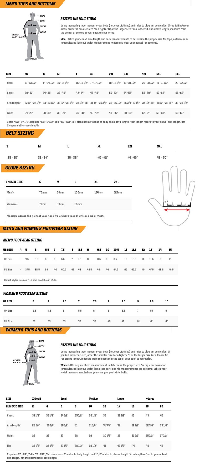 Sizing Chart : Blades Canada - Vancouver, BC